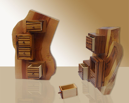 Schmuckschrank, Schatulle, Zwetschge und Zebrano